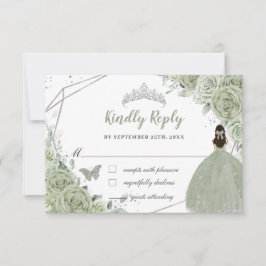 Chic Sage Green Floral RSVP Kaartje