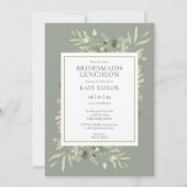 Chic Sage Green Gold Greenery Bridesmaids Luncheon Kaart (Voorkant)