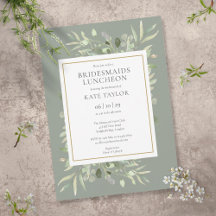 Chic Sage Green Gold Greenery Bridesmaids Luncheon