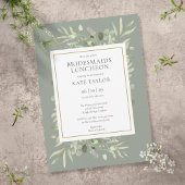 Chic Sage Green Gold Greenery Bridesmaids Luncheon Kaart