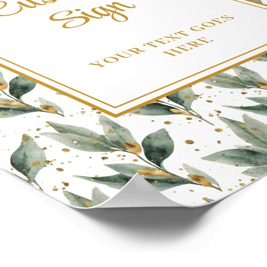Chic Sage Green Gold Leaves Custom Poster (Hoek)