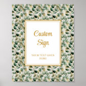 Chic Sage Green Gold Leaves Wedding Custom Poster (Voorkant)