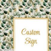 Chic Sage Green Gold Leaves Wedding Custom Poster