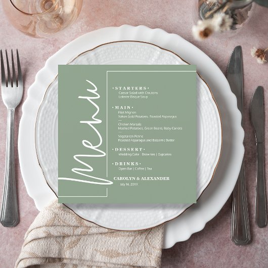 Chic Sage Green Menu
