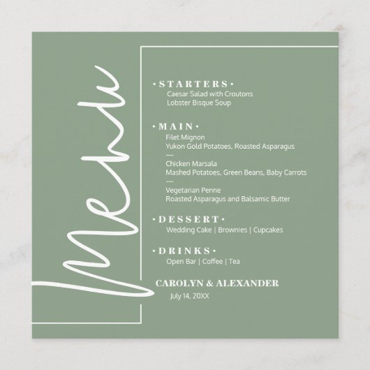 Chic Sage Green Menu (Voorkant)