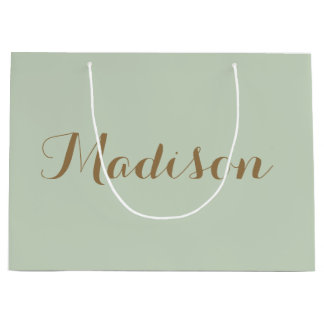 Chic Sage Green minimalist monogram Grote Gift Ba Groot Cadeauzakje