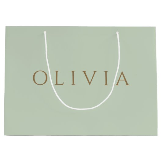 Chic Sage Green minimalist monogram Grote Gift Ba Groot Cadeauzakje (Voorkant)