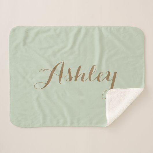 Chic Sage Green minimalist monogram Sherpa Blank Deken (Voorkant (horizontaal))