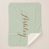 Chic Sage Green minimalist monogram Sherpa Blank Sherpa Deken (Voorkant)