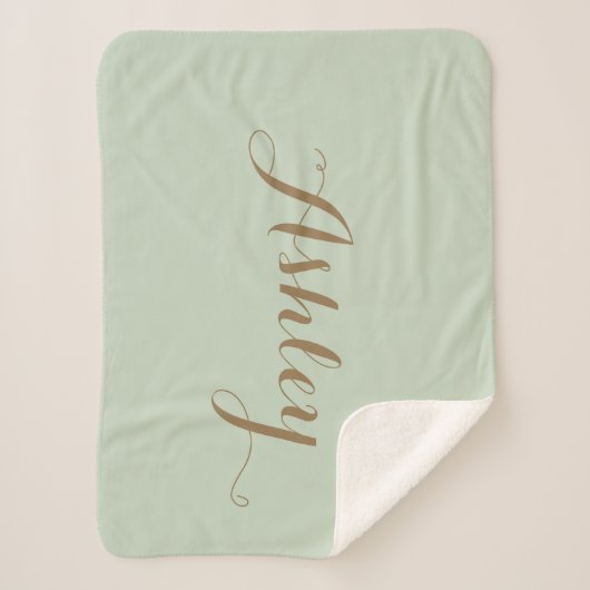 Chic Sage Green minimalist monogram Sherpa Blank Sherpa Deken (Voorkant)