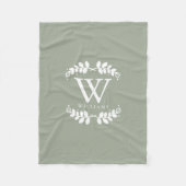 Chic Sage Green Monogram Fleece Deken (Voorkant)