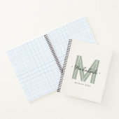 Chic Sage Green Monogram Script Naam Notitieboek (Binnen)