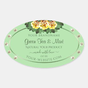 Chic Sage Green Product Labels Yellow Roses Jewels