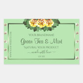 Chic Sage Green Product Labels Yellow Roses Jewels (Voorkant)