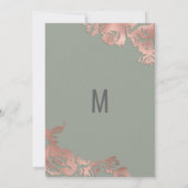 Chic Sage Green Roos Gold Floral Evening Kaart (Achterkant)