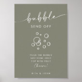 Chic Sage Green Script Bubbly Bar Trouwbord Poster (Voorkant)