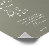 Chic Sage Green Script Bubbly Bar Trouwbord Poster (Hoek)