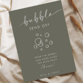 Chic Sage Green Script Bubbly Bar Trouwbord Poster