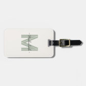 Chic Sage Green Script Monogram Bagagelabel (Voorkant horizontaal)