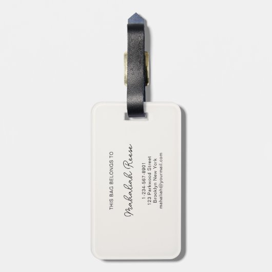 Chic Sage Green Script Monogram Bagagelabel (Achterkant verticaal)