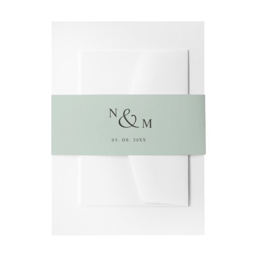 Chic Sage Green Simple Wedding Uitnodigingen Wikkel (Voorkant Voorbeeld)