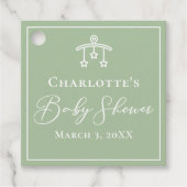 Chic Sage Green Speelgoed Mobile Baby shower Bedankjes Labels (Voorkant)