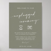 Chic Sage Green Unplugged Ceremony Trouwbord Poster (Voorkant)