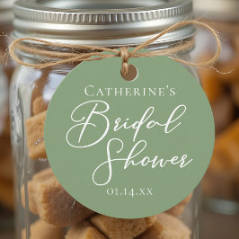 Chic Sage Green Vrijgezellenfeest gepersonaliseerd Bedankjes Labels