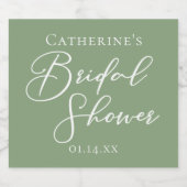 Chic Sage Green Vrijgezellenfeest gepersonaliseerd Sparkling Wijnetiket (Enkel label)