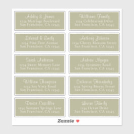 Chic Sage Green Wedding Guest Adresetiketten Sticker