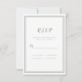 Chic Sage Green Wedding Simple Modern Minimalist RSVP Kaartje