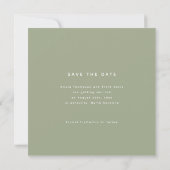 Chic Sage Green & White Calligraphy Save the Date Kaart (Achterkant)