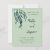 Chic Sage Green Willow Branch Minimal Wedding Kaart (Voorkant)