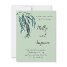 Chic Sage Green Willow Branch Minimal Wedding