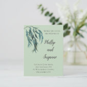 Chic Sage Green Willow Branch Minimal Wedding Kaart (Staand voorkant)