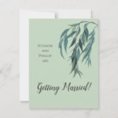 Chic Sage Green Willow Branch Minimal Wedding Kaart (Achterkant)