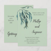 Chic Sage Green Willow Branch Minimal Wedding Kaart (Voorkant / Achterkant)