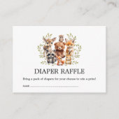 Chic Sage Greenery Woodland Animals Diaper Raffle Informatiekaartje (Voorkant)