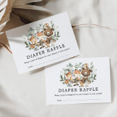 Chic Sage Greenery Woodland Animals Diaper Raffle Informatiekaartje