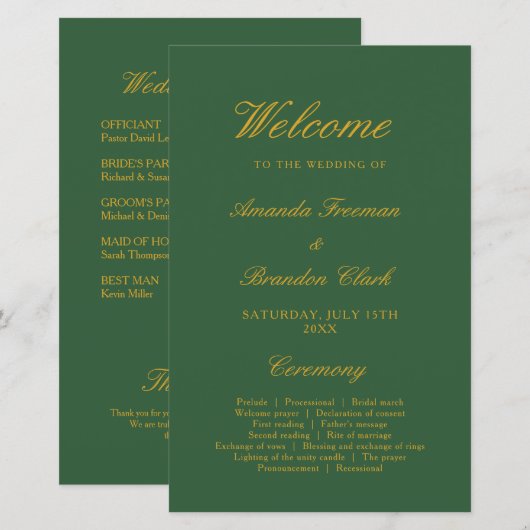 Chic Sage Groen Goud Elegante Huwelijk (Voorkant / Achterkant)