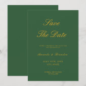 Chic Sage Groen Goud Elegante Huwelijk Save The Date (Voorkant / Achterkant)