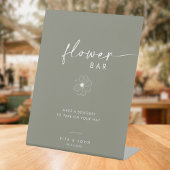 Chic Sage groen Script Bloem Bar Trouwbord Reclamebord Met Voetstuk