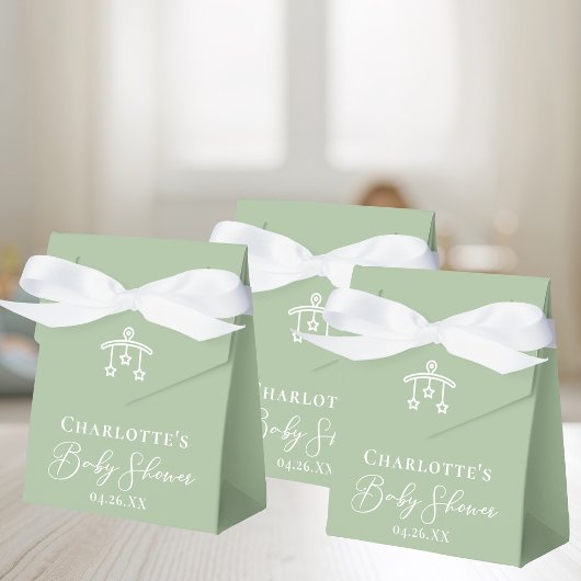 Chic Sage Groen Wit Baby shower Gepersonaliseerd Bedankdoosjes