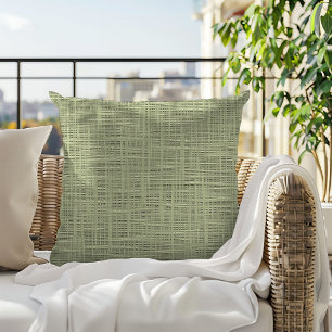 Chic Sage Herb Green Faux Jute Fabric Pattern Buitenkussen