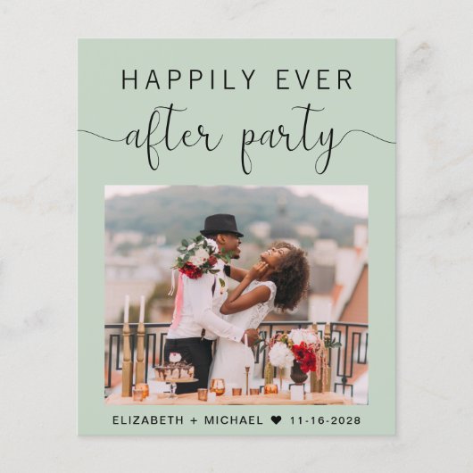 Chic Sage Photo Wedding Reception Invitation (Voorkant)