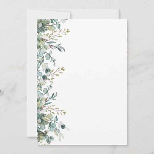 Chic Sage Waterverf Eucalyptus Greenery Wedding I Kaart (Achterkant)