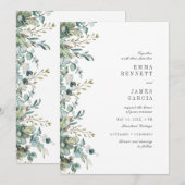 Chic Sage Waterverf Eucalyptus Greenery Wedding I Kaart (Voorkant / Achterkant)