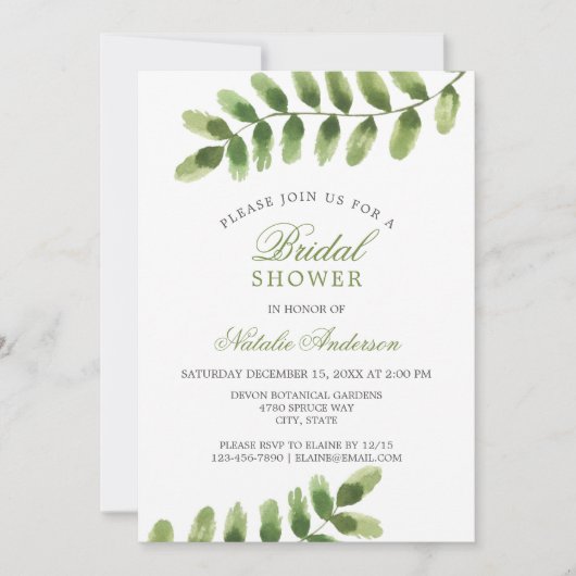 Chic salie groene Leaf waterverf VRIJGEZELLENFEEST Kaart (Voorkant)