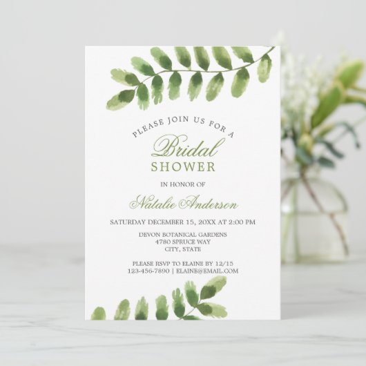 Chic salie groene Leaf waterverf VRIJGEZELLENFEEST Kaart (Staand voorkant)