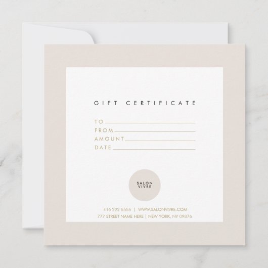 Chic Salon Gift Certificate Modern Flat Kaart (Achterkant)